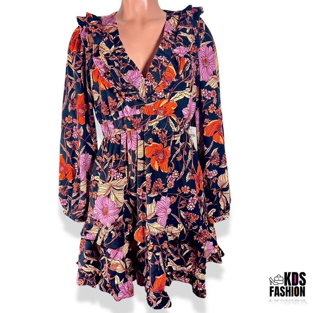 Anthropologie “Pilcro” Floral Fall Corduroy Ruffle Dress SM